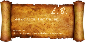 Leskovics Bertalan névjegykártya